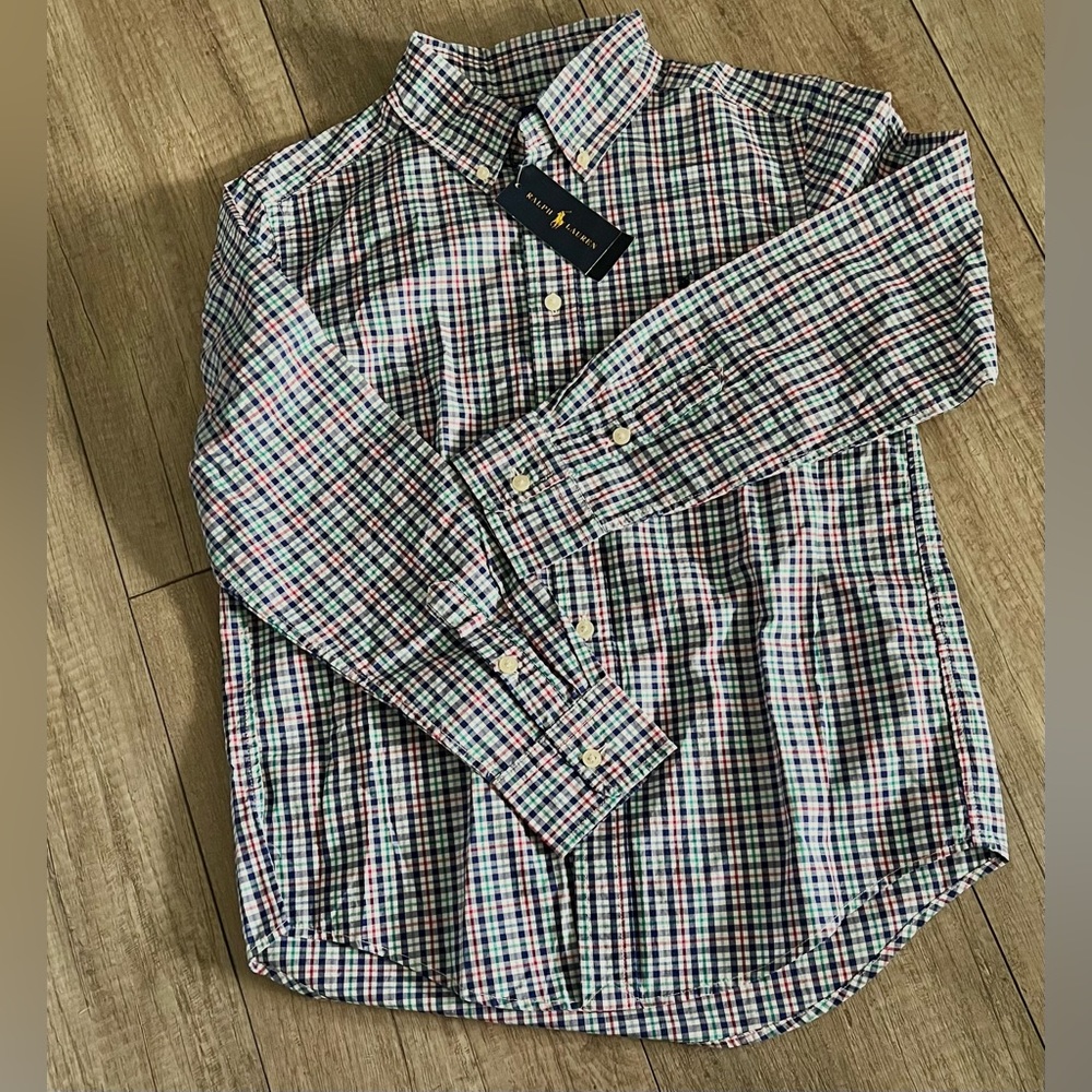 RALPH LAUREN, Camisa para niño, Talla M (10-12)